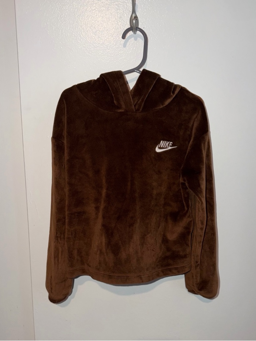 Girls Nike Velour Pullover Hoodie Brown Long Sleeve Size 6X